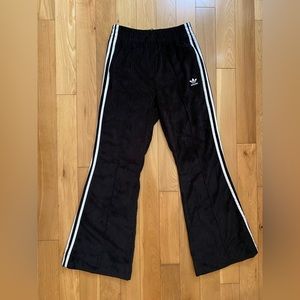 ADIDAS PRIMEGREEN black corduroy wide leg track pants ladies Small